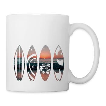 planches de surf coucher du soleil - Mug blanc - blanc - Droite
