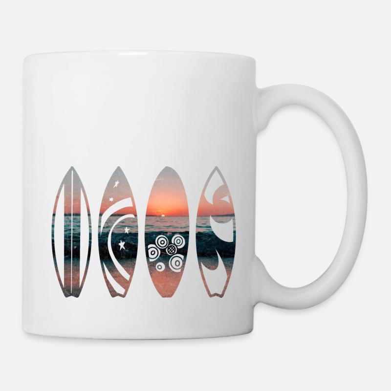 Sunset Surfbretter - Tasse - Weiß