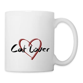 Lettrage amoureux des chats avec coeur - Mug blanc - blanc - Droite