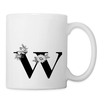Lettre w floral noir et blanc - Mug blanc - blanc - Droite