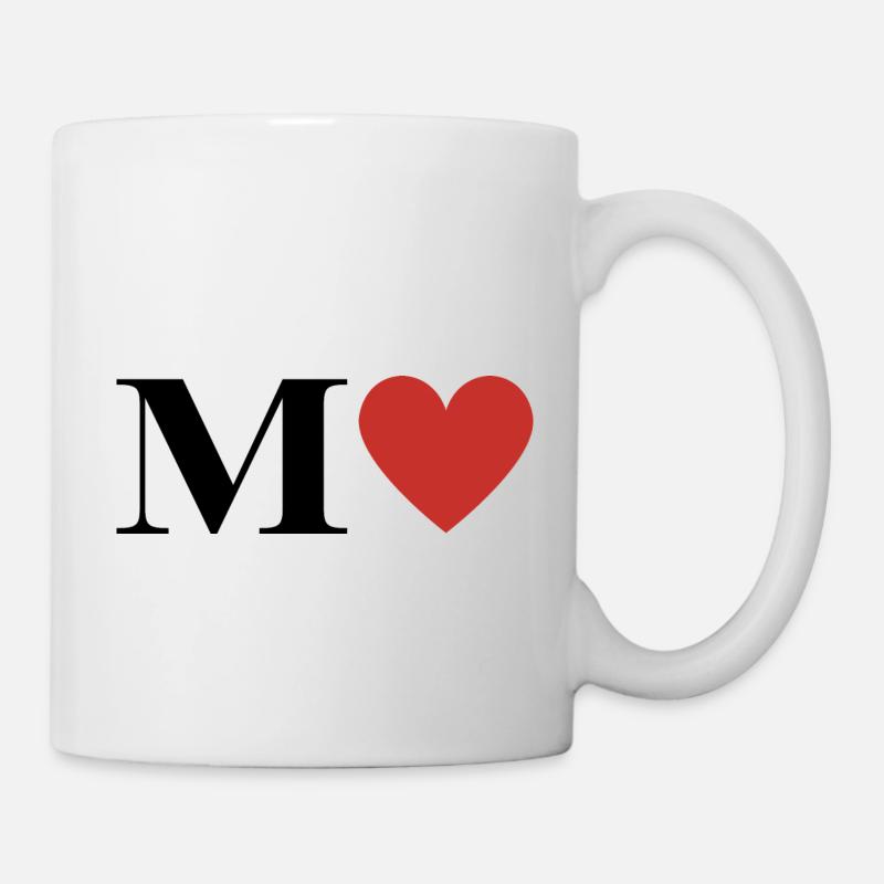 Buchstabe m rotes Herz - Tasse - Weiß