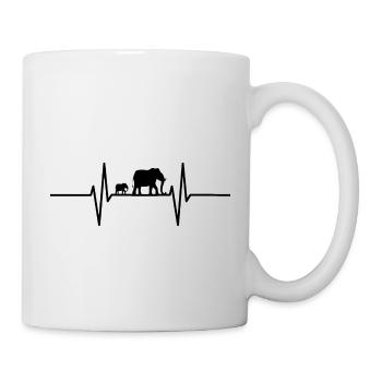 Herzschlag mit Elefanten - Tasse - Weiß - Rechts