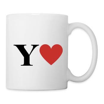 Buchstabe y rotes Herz - Tasse - Weiß - Rechts