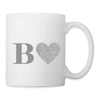 Buchstabe b silbernes Herz - Tasse - Weiß - Rechts
