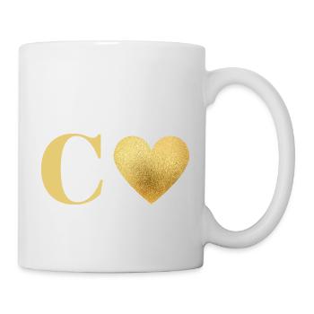Buchstabe c goldenes Herz - Tasse - Weiß - Rechts