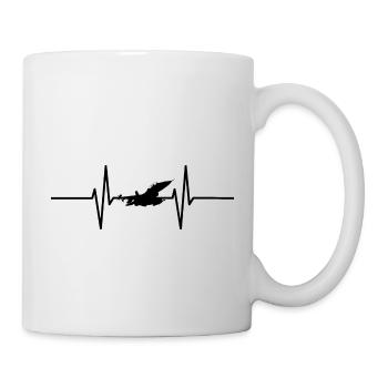 Herzschlag mit Jet / Flugzeug - Tasse - Weiß - Rechts