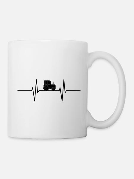 Herzschlag mit Trecker / Traktor - Tasse - Weiß
