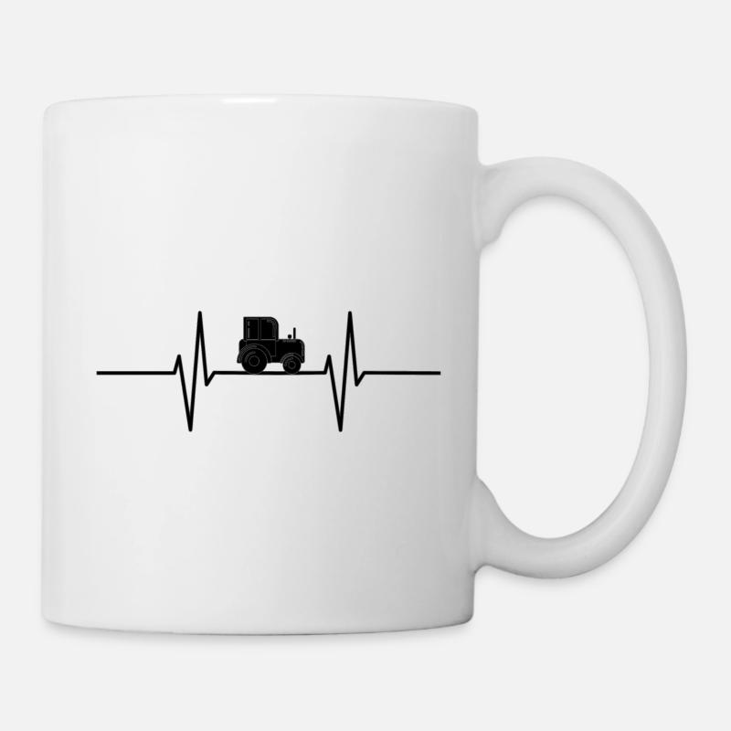 Herzschlag mit Trecker / Traktor - Tasse - Weiß