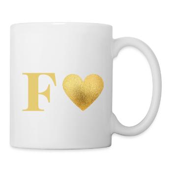 Buchstabe f goldenes Herz - Tasse - Weiß - Rechts