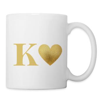 Buchstabe k goldenes Herz - Tasse - Weiß - Rechts