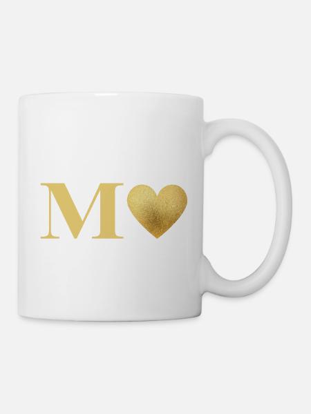 Lettre m cœur doré - Mug blanc - blanc