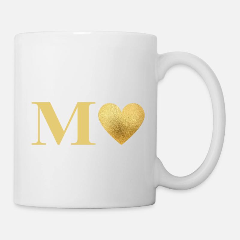 Lettre m cœur doré - Mug blanc - blanc
