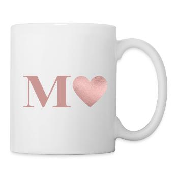 Buchstabe M Herz Roségold - Tasse - Weiß - Rechts