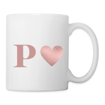 Buchstabe p Herz roségold - Tasse - Weiß - Rechts