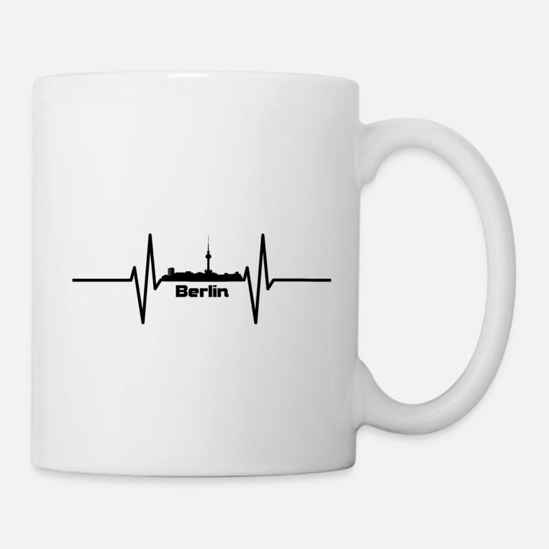 Herzschlag mit Skyline Berlin - Tasse - Weiß