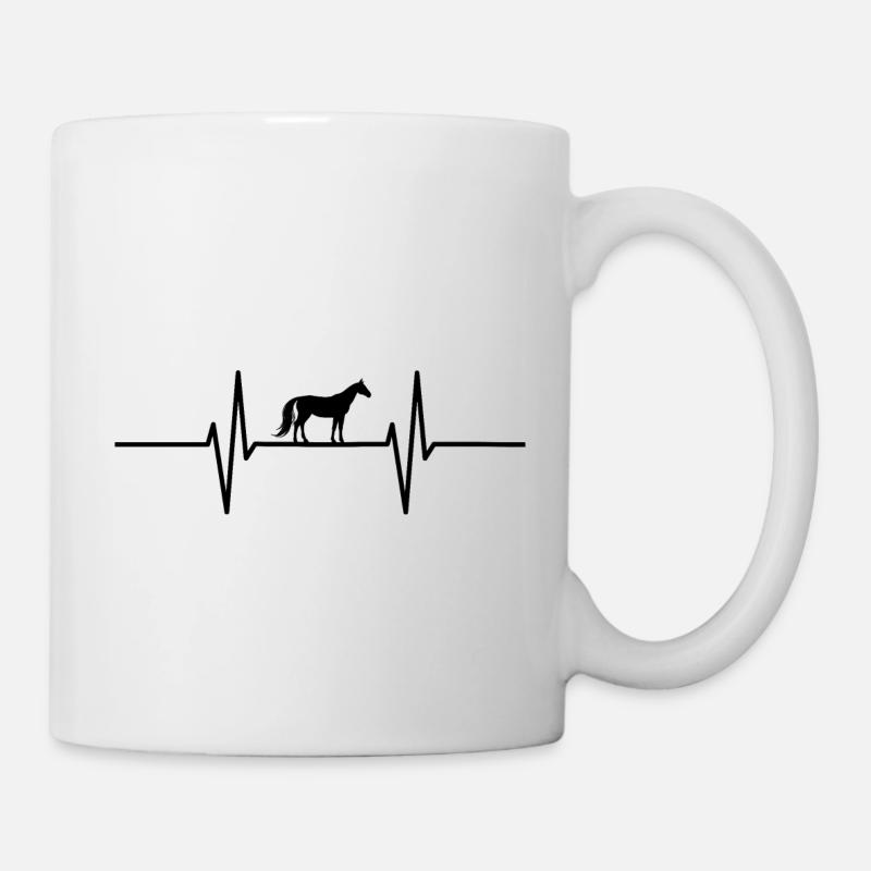 Herzschlag mit Pferd - Tasse - Weiß