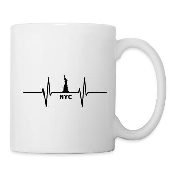 Herzschlag mit New York Freiheitsstatue - Tasse - Weiß - Rechts