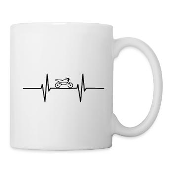 Heartbeat with moppet / motorcycle - Mug - white - Right