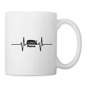 Herzschlag mit Kolosseum Rom - Tasse - Weiß - Rechts