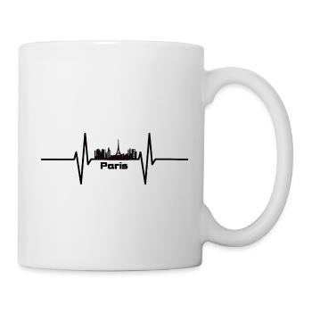 Herzschlag mit Skyline Paris - Tasse - Weiß - Rechts
