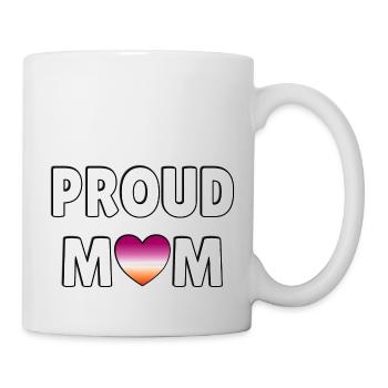 Proud mom lesbian flag heart - Mug - white - Right