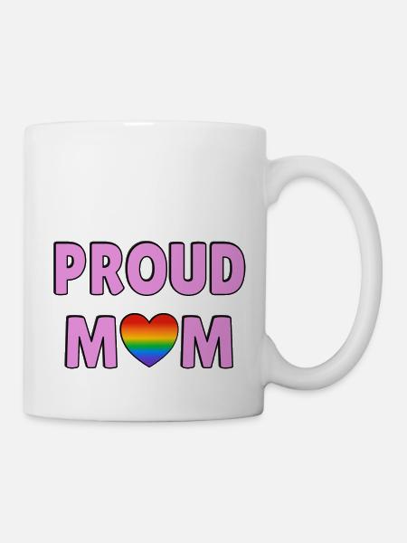 Proud mom rainbow heart Proud parents LGBTQ family - Mug - white