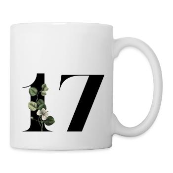 Number 17 Floral Green -17th Floral Birthday - Mug - white - Right