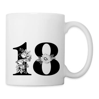 Numéro 18 floral noir -18e anniversaire floral - Mug blanc - blanc - Droite