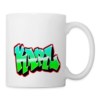 GRAFFITI KARL VERT et ROUGE made by Max le Tagueur - Mug blanc - blanc - Droite