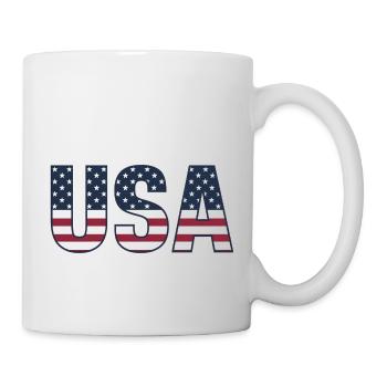 USA T-Shirt - American Flag Letters - Mug - white - Right