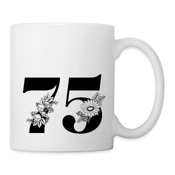 Number 75 Black Floral - 75th Floral Anniversary - Mug - white - Right