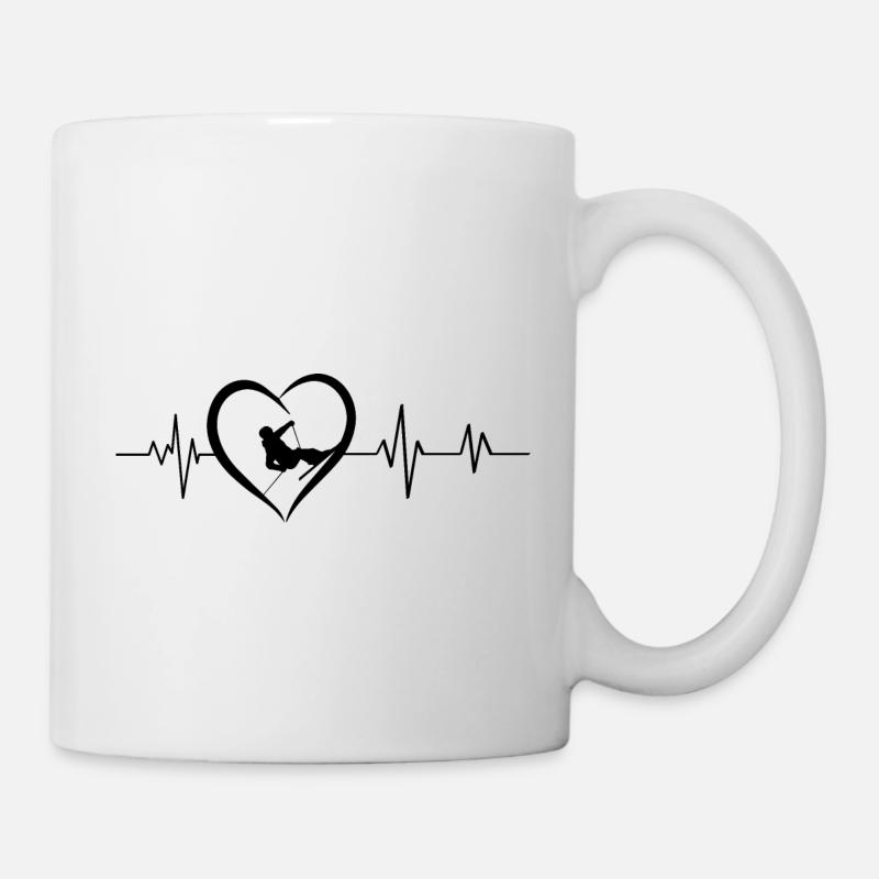 Skifahrer-Herzschlag - Tasse - Weiß