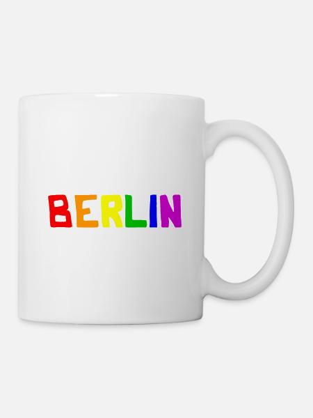 Berlin Regenbogen Farben schwul lesbisch Gay LGBT - Tasse - Weiß