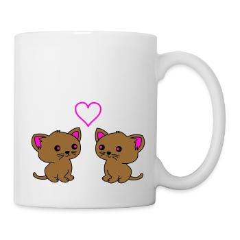 süße katzen love - Tasse - Weiß - Rechts