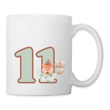 11. Geburtstag Fuchs Blumen - Tasse - Weiß - Rechts