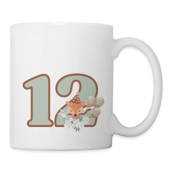 12e anniversaire renard fleurs - Mug blanc - blanc - Droite