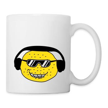 Funny DJ Party Lemon Fruit Music Fun Face - Mug - white - Right
