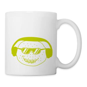Funny DJ Party Lemon Fruit Music Fun Face - Mug - white - Right