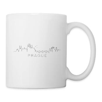 Prag Skyline im Online Pen Illustration Stil - Tasse - Weiß - Rechts
