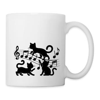 Black cats pattern playing with musical note - Mug - white - Right