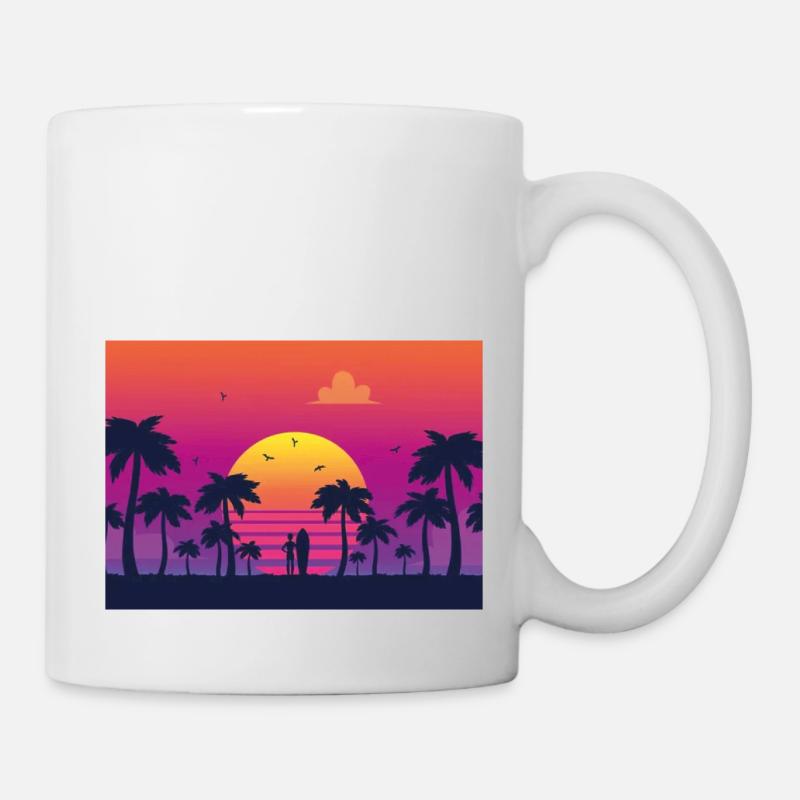 Surf au coucher du soleil - Mug blanc - blanc