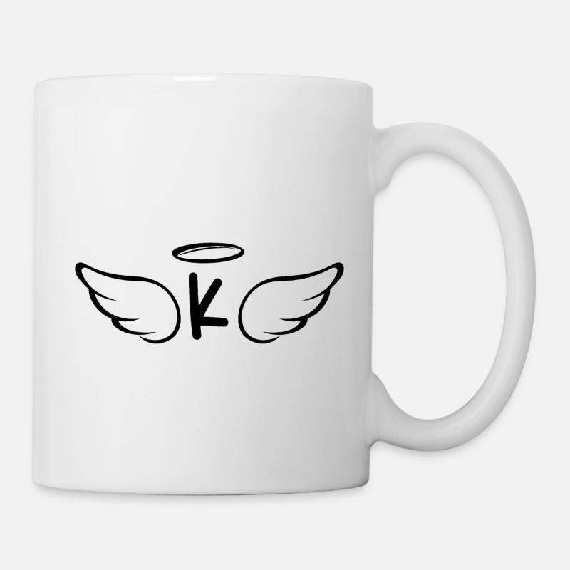Buchstabe k Engelsflügel - Tasse - Weiß