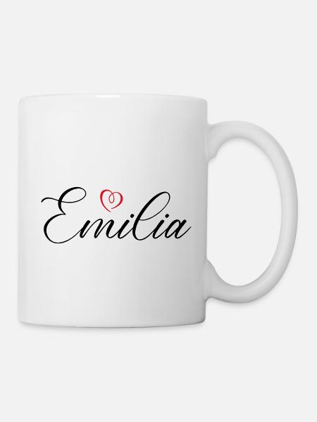emilia name herz - Tasse - Weiß