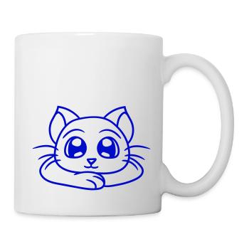 chat mignon a l’air heureux souriant chaton amusant - Mug blanc - blanc - Droite