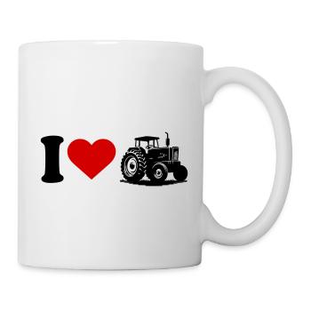 I love Herz Traktor - Tasse - Weiß - Rechts