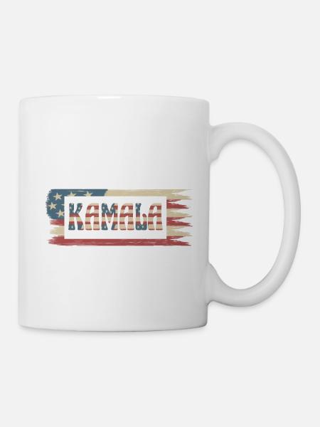 Kamala Harris president amerikanische Flagge retro - Tasse - Weiß