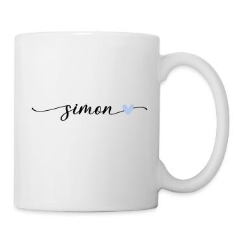 Simon Name Kalligrafie Schrift - Tasse - Weiß - Rechts