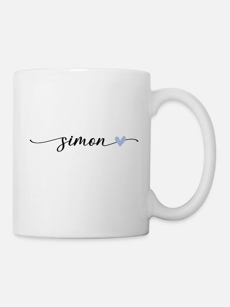 Simon Name Kalligrafie Schrift - Tasse - Weiß