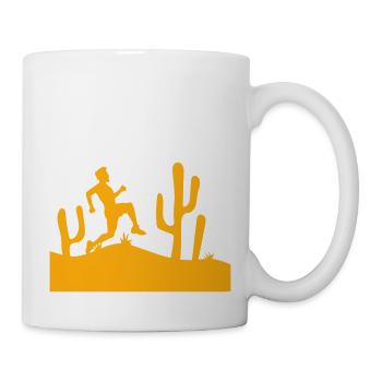 Kakteen Wüste Mann Rennt Schnell Lustig Laufen Fun - Tasse - Weiß - Rechts