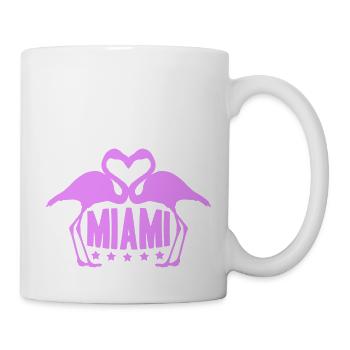 Miami USA 2 Flamingos Herz Vögel Amerika Florida - Tasse - Weiß - Rechts
